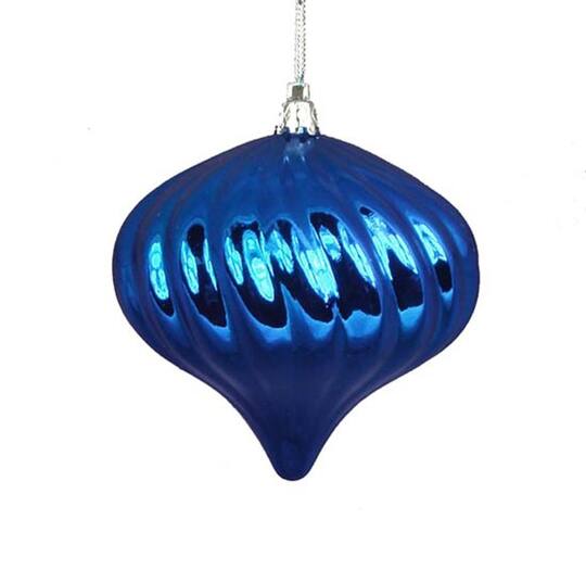 4ct Shiny Lavish Blue Swirl Shatterproof Onion Ornaments